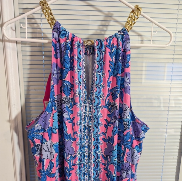 Robe Chemise Soleil Lilly Pulitzer Fille - Taille 6 - Lin - Bleu, Rose, Orange - Sans Manches - Occasion Très Bon état